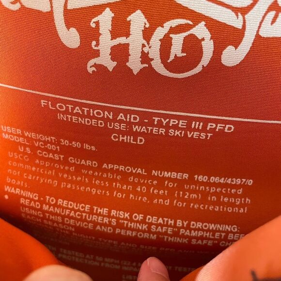 HO Sports Kids Pirate Life Vest 30-50 Pounds - Picture 5 of 11